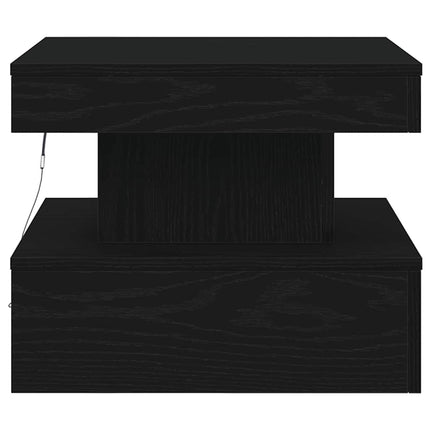 sofabord med LED-lys 50x50x40 cm sort egetræsfarve