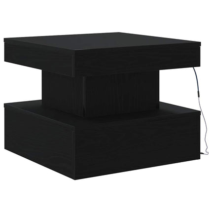 sofabord med LED-lys 50x50x40 cm sort egetræsfarve