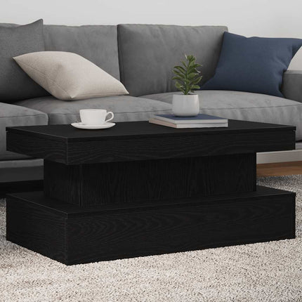 sofabord med LED-lys 90x50x40 cm sort egetræsfarve