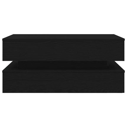 sofabord med LED-lys 90x50x40 cm sort egetræsfarve