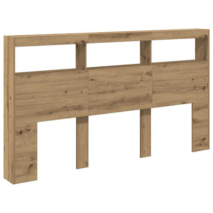 sengegavl med opbevaring og LED-lys 180x17x102 cm kunsteg