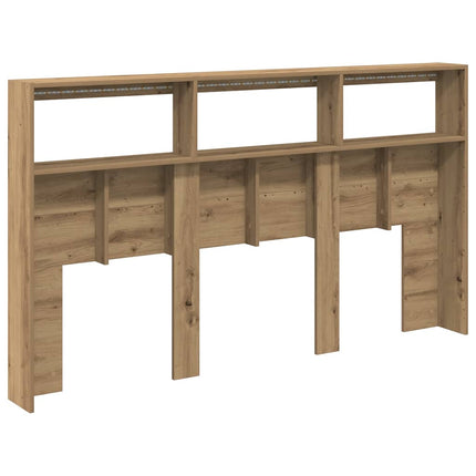 sengegavl med opbevaring og LED-lys 180x17x102 cm kunsteg