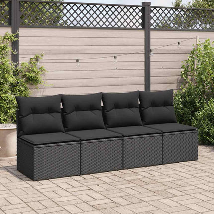 sofasæt til haven 2 dele med hynder polyrattan akacietræ sort