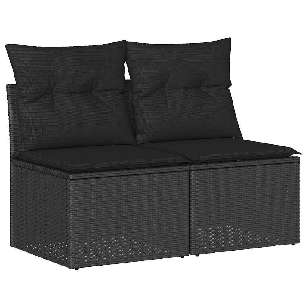 sofasæt til haven 2 dele med hynder polyrattan akacietræ sort