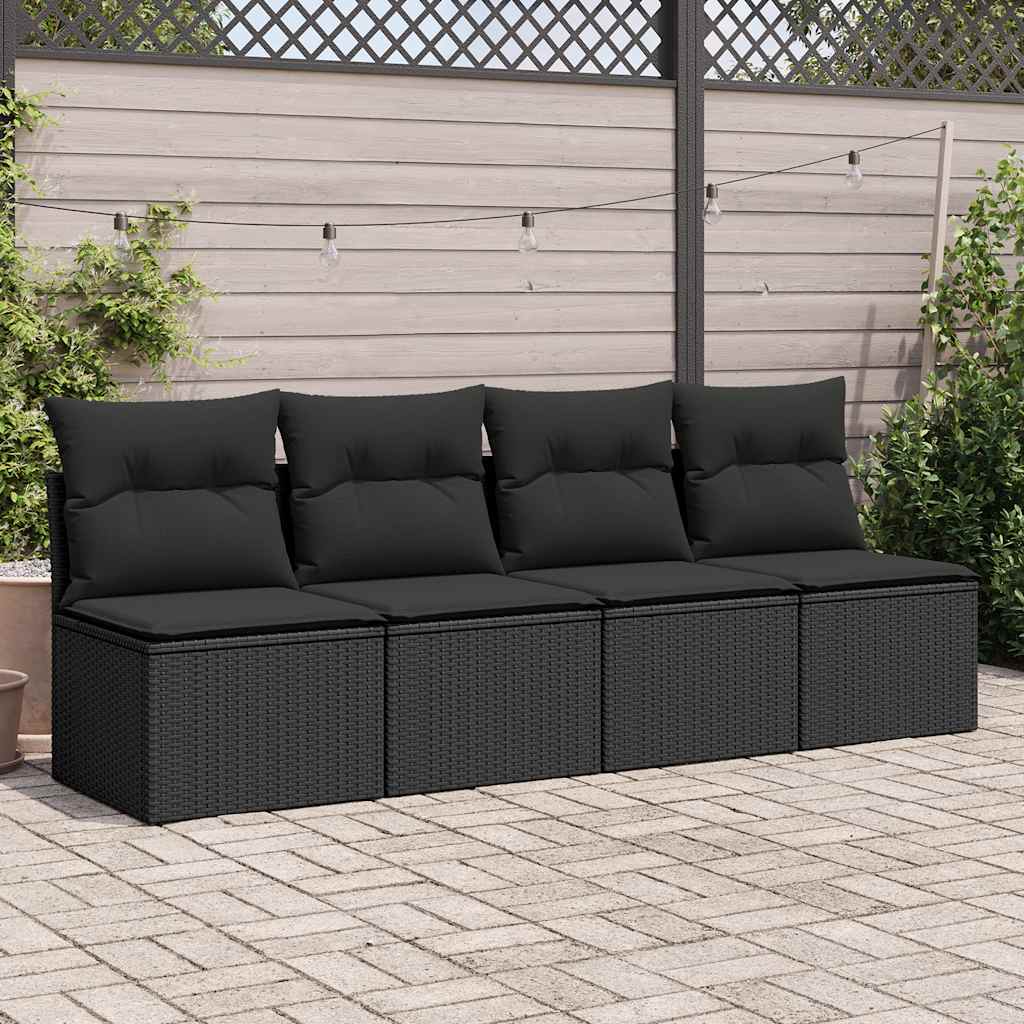sofasæt til haven 2 dele med hynder polyrattan akacietræ sort