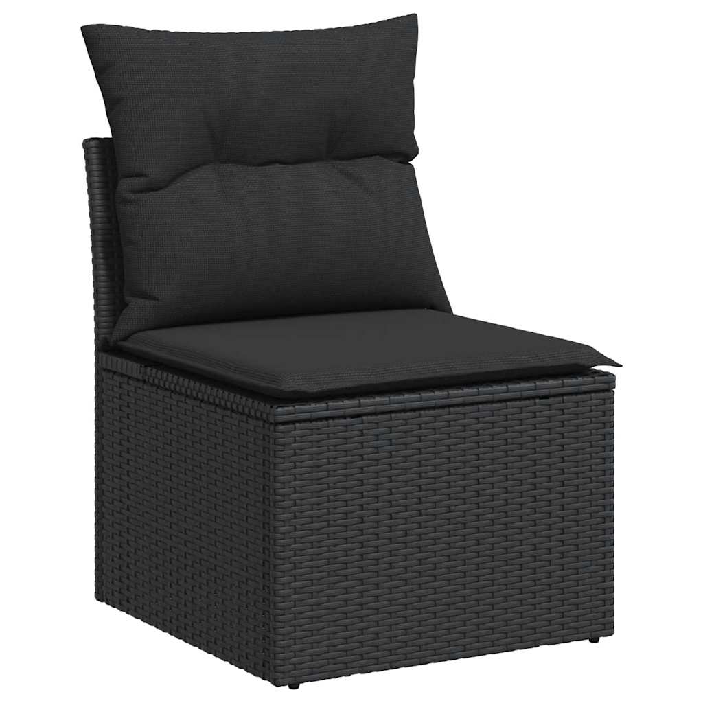 sofasæt til haven 2 dele med hynder polyrattan akacietræ sort