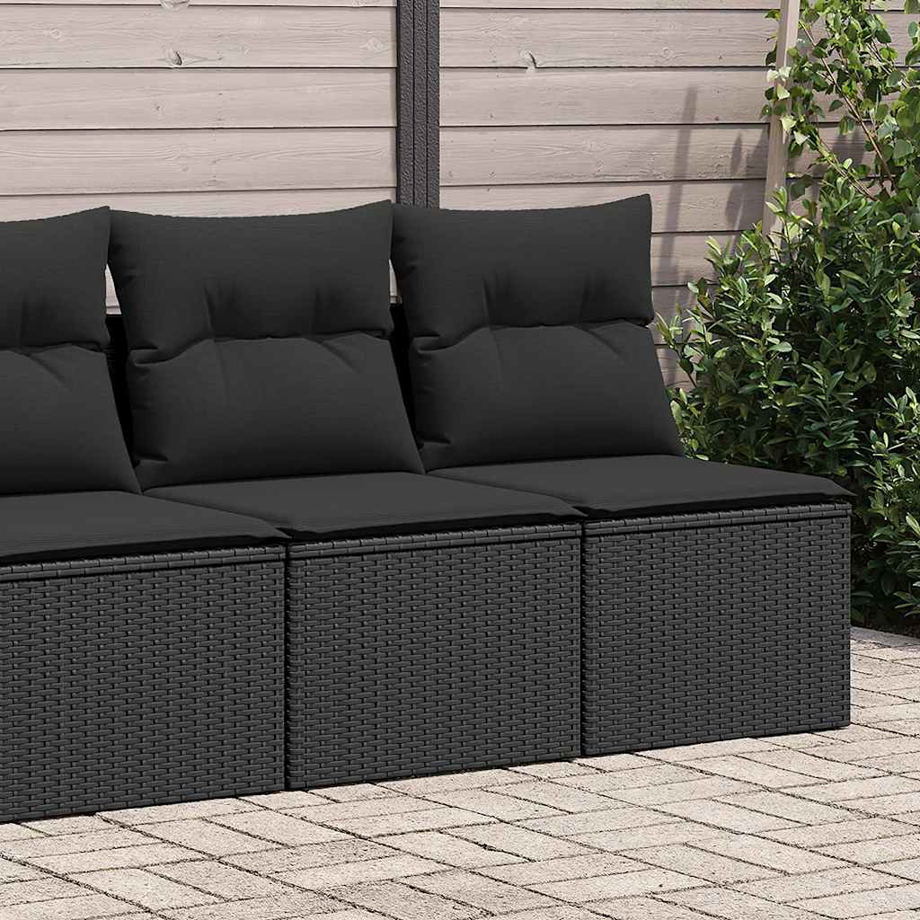 sofasæt til haven 2 dele med hynder polyrattan akacietræ sort