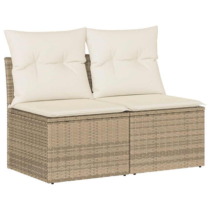 sofasæt til haven 2 dele med hynder polyrattan akacietræ beige