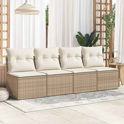 sofasæt til haven 2 dele med hynder polyrattan akacietræ beige