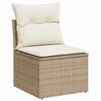 sofasæt til haven 2 dele med hynder polyrattan akacietræ beige