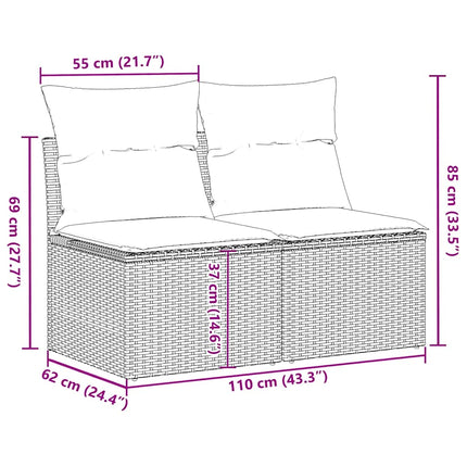 sofasæt til haven 2 dele med hynder polyrattan akacietræ beige