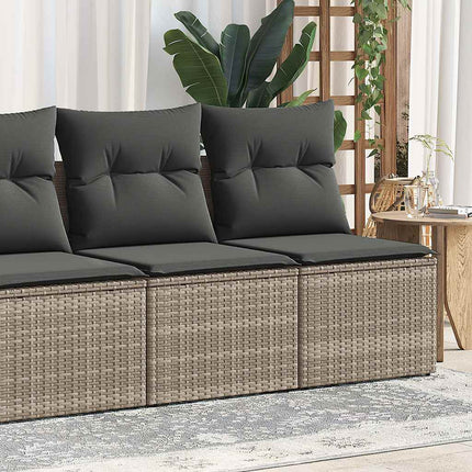 sofasæt til haven 2 dele med hynder polyrattan akacietræ grå