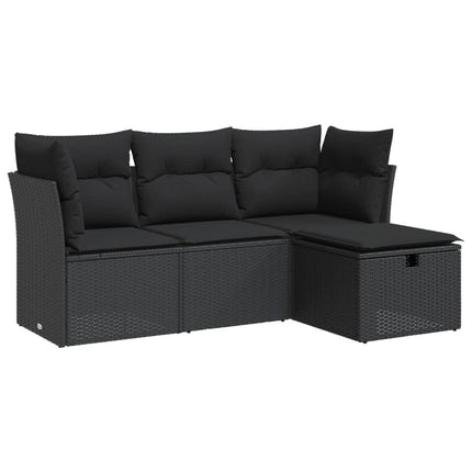 sofasæt til haven 4 dele med hynder polyrattan sort