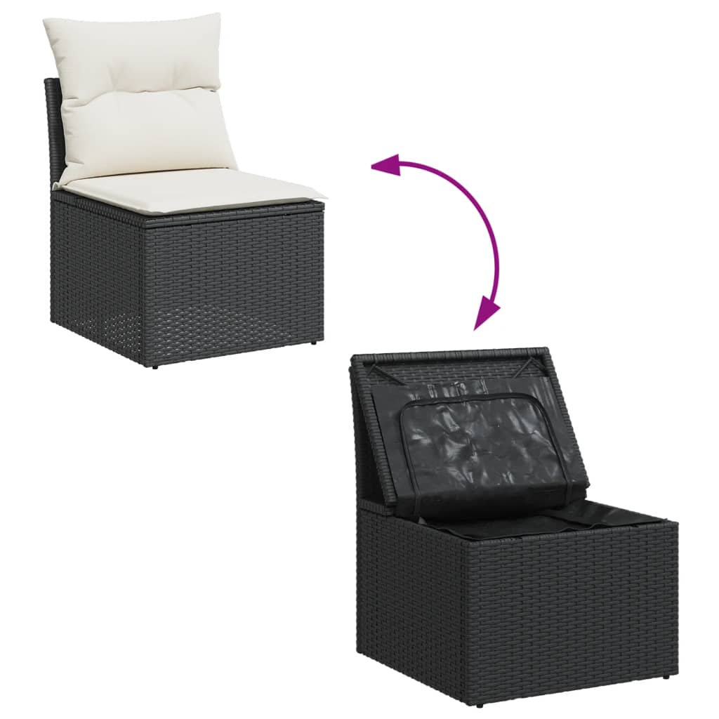sofasæt til haven 4 dele med hynder polyrattan sort