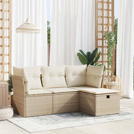sofasæt til haven 4 dele med hynder polyrattan beige