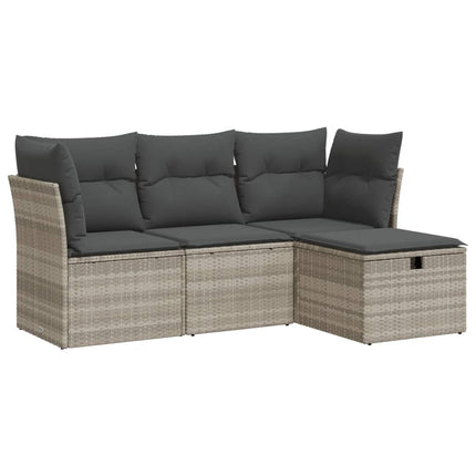 sofasæt til haven 4 dele med hynder polyrattan lysegrå