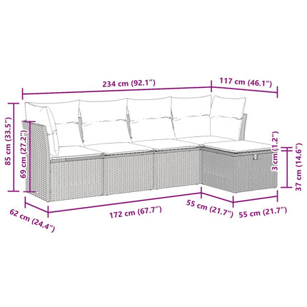 sofasæt til haven 5 dele med hynder polyrattan beige