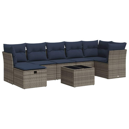 sofasæt til haven 8 dele med hynder polyrattan grå