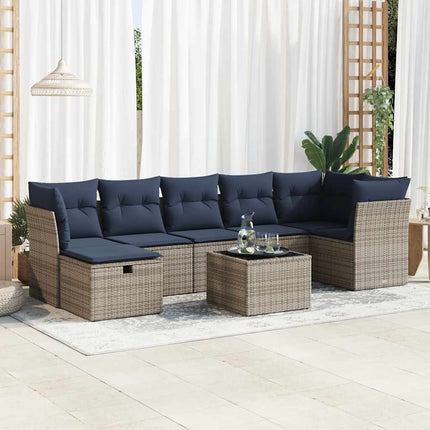 sofasæt til haven 8 dele med hynder polyrattan grå