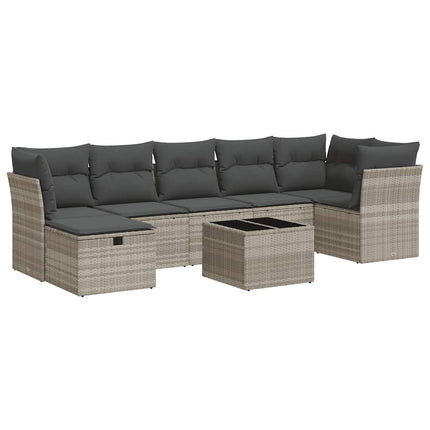 sofasæt til haven 8 dele med hynder polyrattan lysegrå