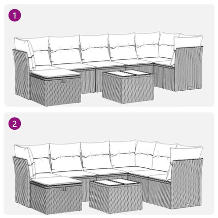 sofasæt til haven 8 dele med hynder polyrattan lysegrå