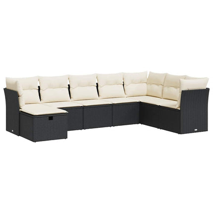 sofasæt til haven 8 dele med hynder polyrattan sort