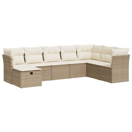 sofasæt til haven 8 dele med hynder polyrattan beige