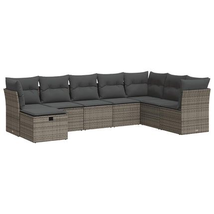 sofasæt til haven 8 dele med hynder polyrattan grå