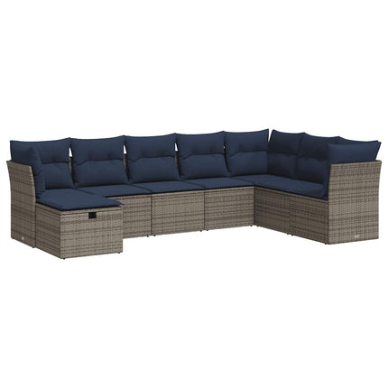 sofasæt til haven 8 dele med hynder polyrattan grå