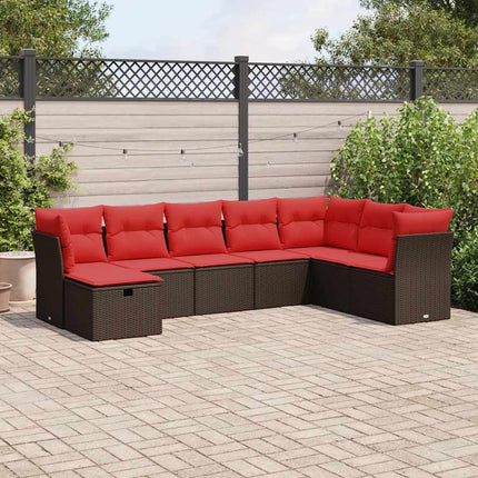 sofasæt til haven 8 dele med hynder polyrattan brun