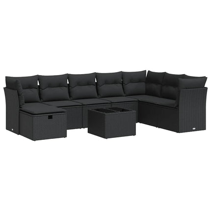 sofasæt til haven 9 dele med hynder polyrattan sort