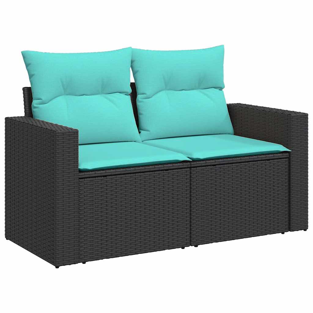 sofasæt til haven 6 dele med hynder polyrattan sort