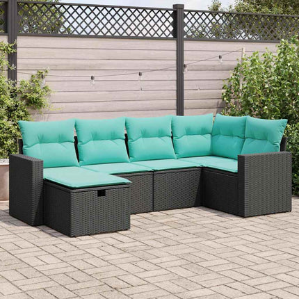 sofasæt til haven 6 dele med hynder polyrattan sort