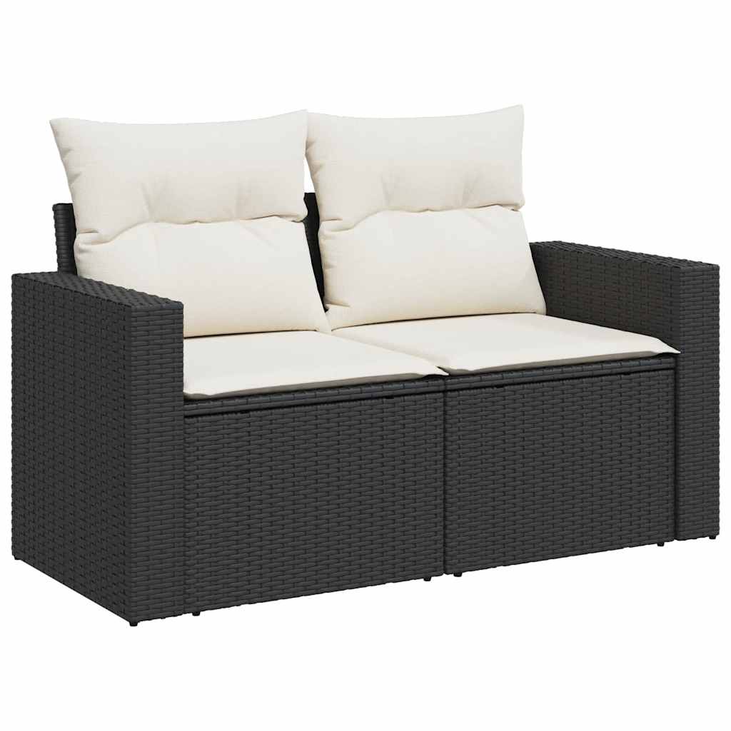 sofasæt til haven 7 dele med hynder polyrattan sort