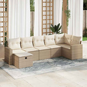 sofasæt til haven 7 dele med hynder polyrattan beige