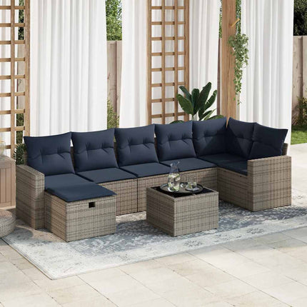 sofasæt til haven 8 dele med hynder polyrattan grå