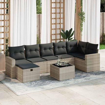 sofasæt til haven 8 dele med hynder polyrattan lysegrå