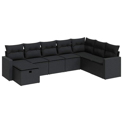 sofasæt til haven 8 dele med hynder polyrattan sort