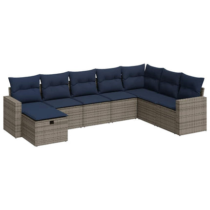 sofasæt til haven 8 dele med hynder polyrattan grå