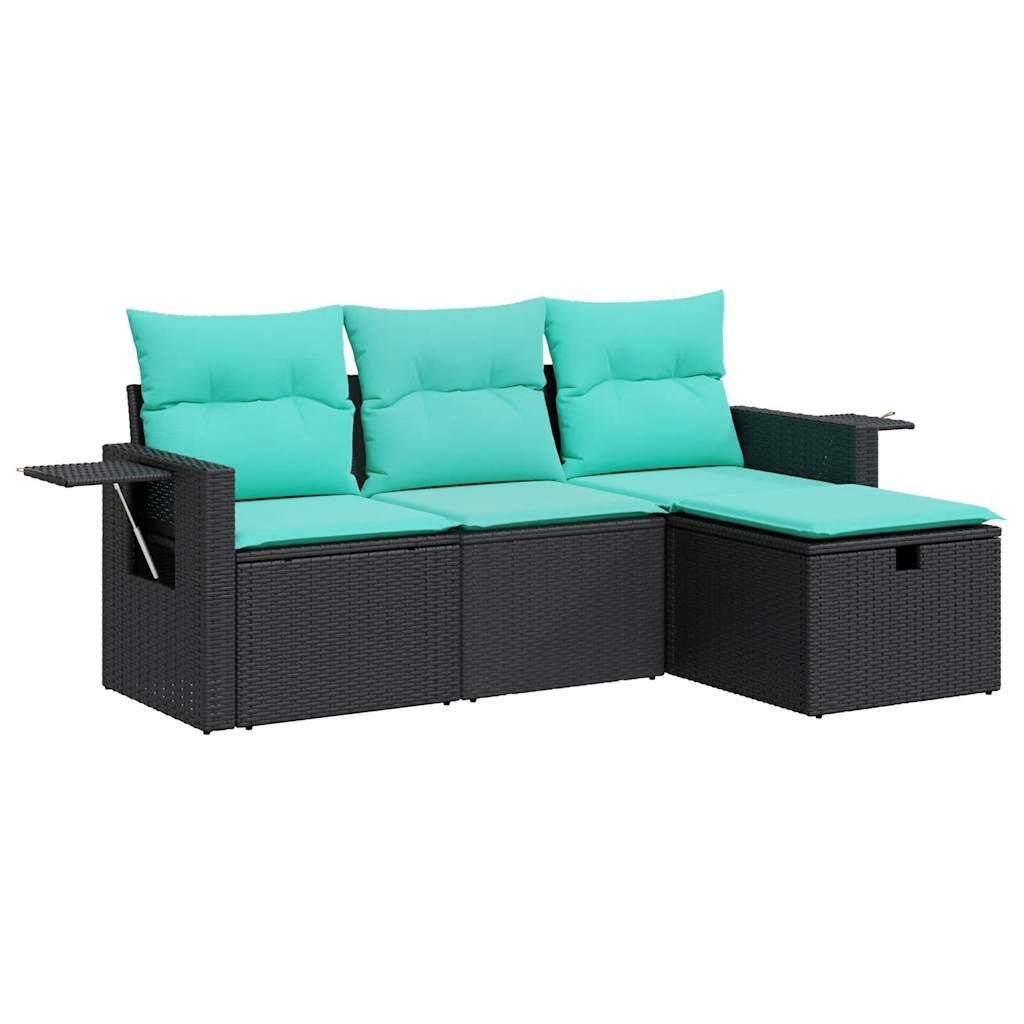 sofasæt til haven 4 dele med hynder polyrattan sort
