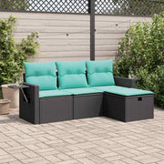 sofasæt til haven 4 dele med hynder polyrattan sort