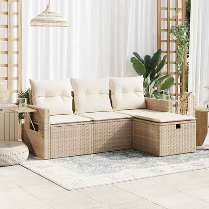 sofasæt til haven 4 dele med hynder polyrattan beige