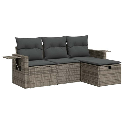 sofasæt til haven 4 dele med hynder polyrattan grå