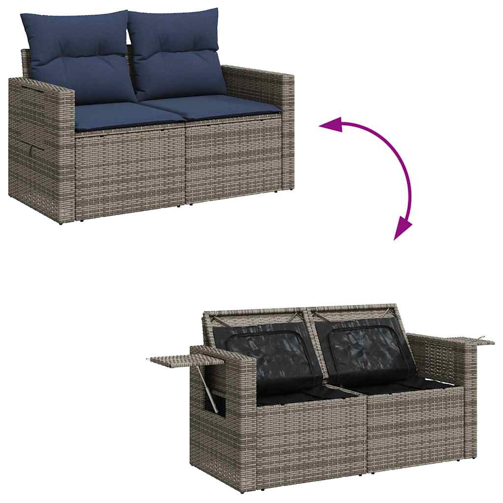 sofasæt til haven 4 dele med hynder polyrattan grå