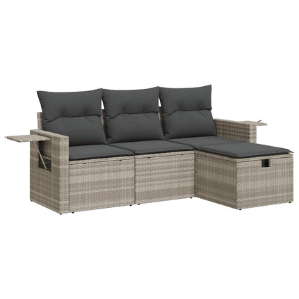 sofasæt til haven 4 dele med hynder polyrattan lysegrå