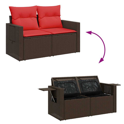 sofasæt til haven 4 dele med hynder polyrattan brun