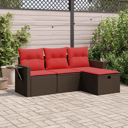 sofasæt til haven 4 dele med hynder polyrattan brun