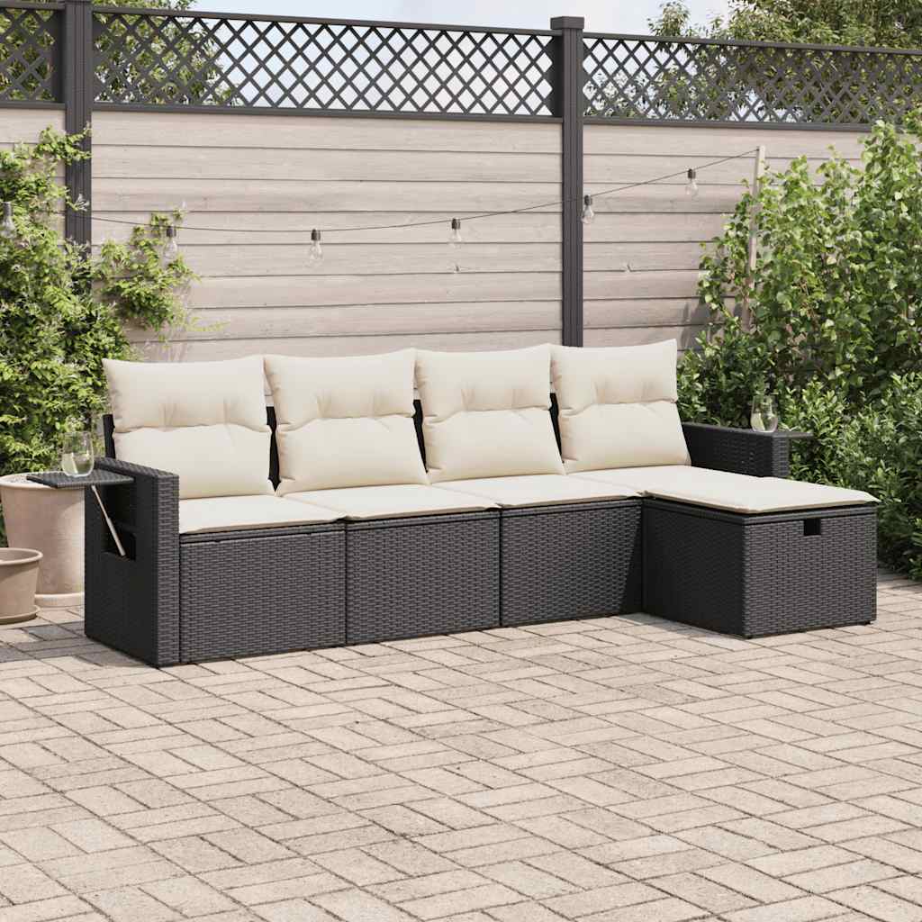 sofasæt til haven 5 dele med hynder polyrattan sort