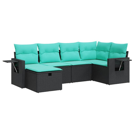 sofasæt til haven 6 dele med hynder polyrattan sort
