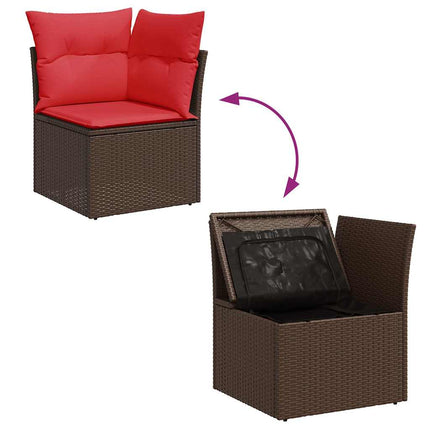 sofasæt til haven 6 dele med hynder polyrattan brun